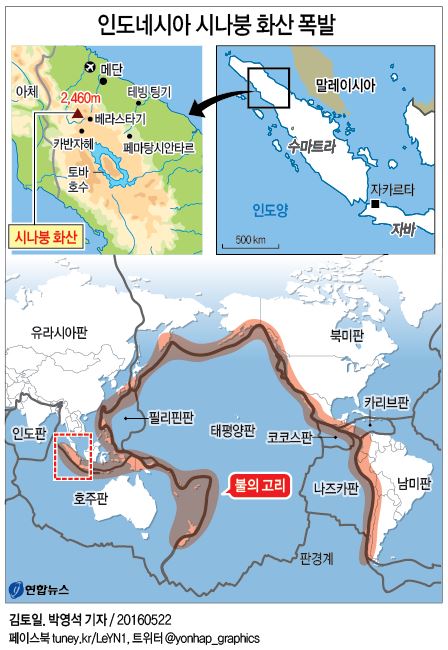 <그래픽> 인도네시아 시나붕 화산 폭발