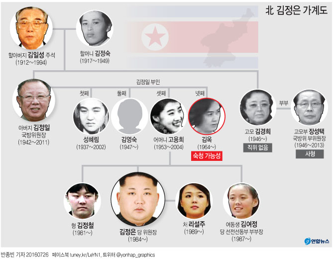<그래픽> 北 김정은 가계도
