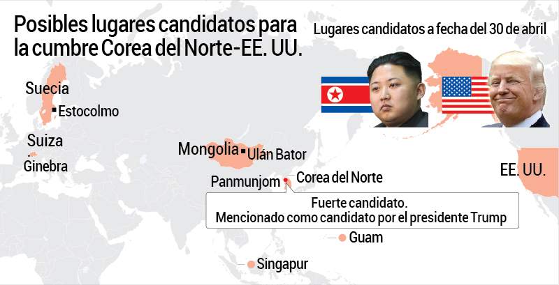 Posibles lugares candidatos para la cumbre Corea del Norte-EE. UU. Posibles lugares candidatos para la cumbre Corea del Norte-EE. UU.