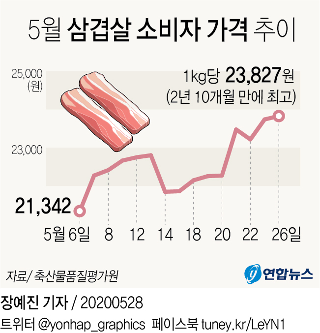 '금겹살' 된 삼겹살…소비자가격 2년 10개월 만에 최고 - 2