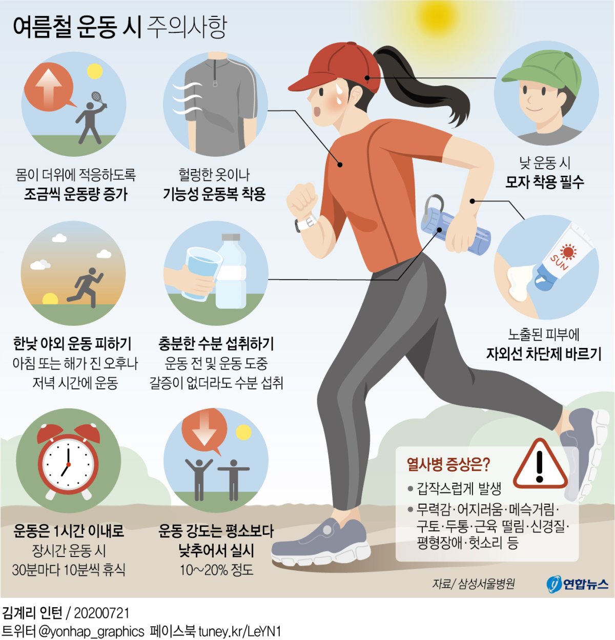 (서울=연합뉴스) 김영은 기자 = 더운 여름철의 무리한 운동은 자칫 탈수나 열사병을 불러올 수 있기 때문에 주의가 필요하다. 0eun@yna.co.kr