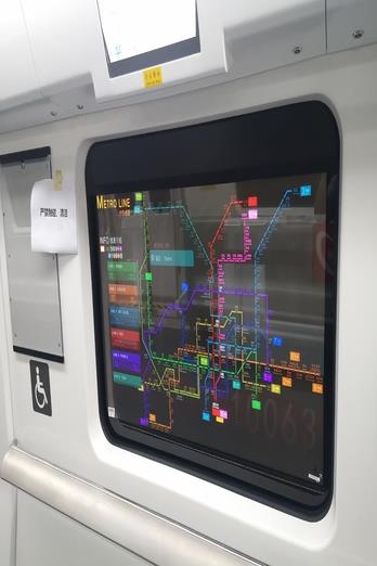 This photo from the website of LG Display shows its transparent OLEDs for subway train windows in China. (PHOTO NOT FOR SALE) (Yonhap)