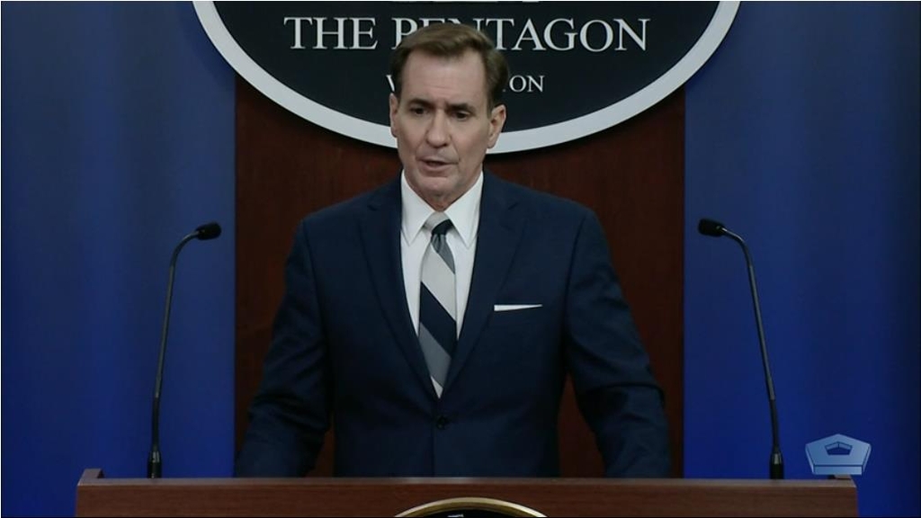 The captured image from the website of U.S. Defense Department shows spokesman John Kirby in a news briefing at the Pentagon on March 5, 2021. (Yonhap)