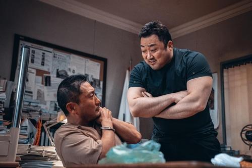 This image provided by ABO Entertainment shows a scene from "The Roundup." (PHOTO NOT FOR SALE) (Yonhap)