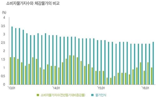 3년간 소비자물가 평균 1.1%↑…체감물가 2.7% 올라 '괴리' - 2