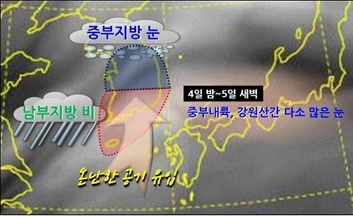 5일 새벽 강수 모식도