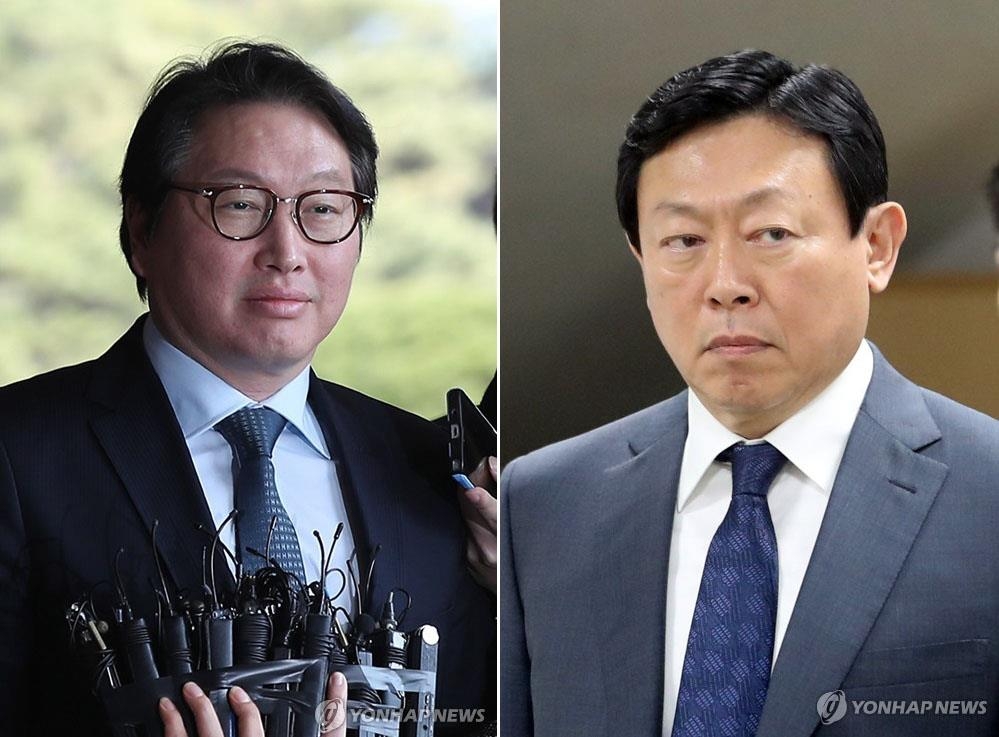 최태원 SK그룹 회장(왼쪽)과 신동빈 롯데그룹 회장(오른쪽)