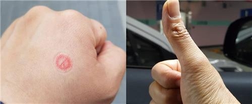 배우 안재홍(왼쪽)과 개그우먼 김미화가 올린 인증샷
