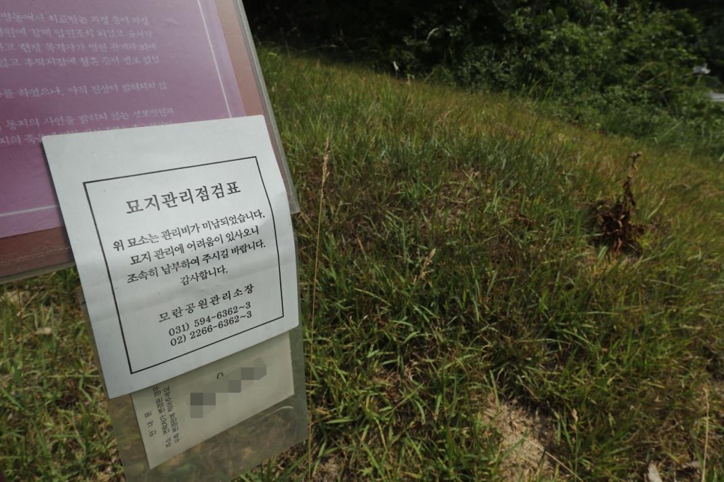 '민주 열사 묘소 관리비 미납'