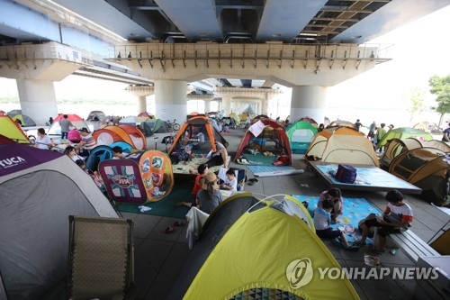 폭염, 한강 피서객