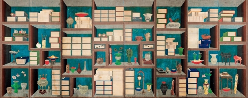 송석 이응록, 책가도 8폭 병풍, 종이에 채색, 19세기, 150×380cm, 8폭