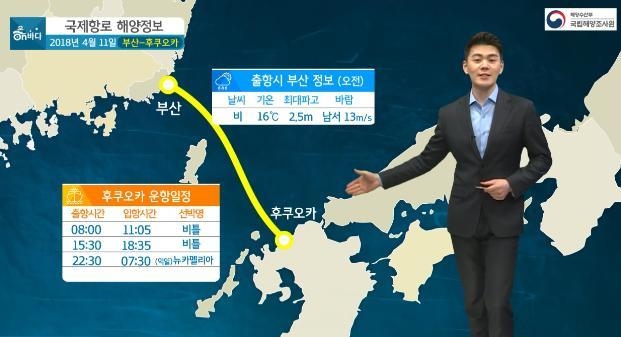 온바다 방송의 국제항로 해양정보