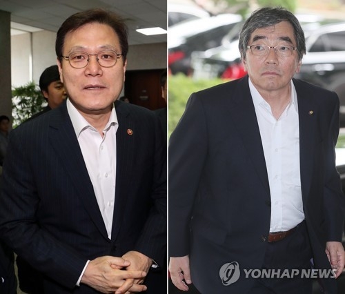 최종구 금융위원장(왼쪽)과 윤석헌 금융감독원장(오른쪽)
