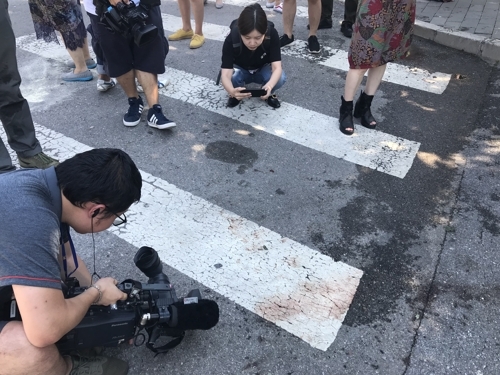 주중미국대사관 인근 폭발 사고 현장