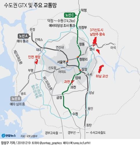 [그래픽] 수도권 3기 신도시와 광역급행철도(GTX) 노선
