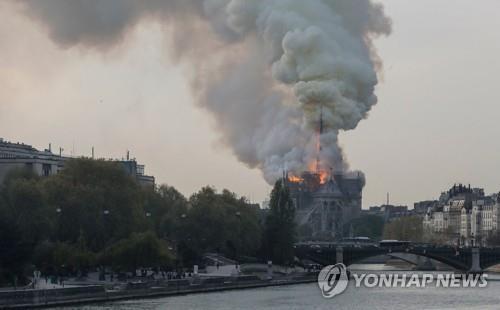 프랑스 파리 노트르담 대성당에서 대형 화재 발생.