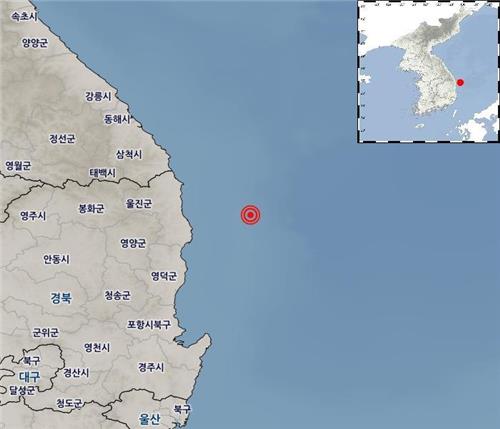 22일 경북 울진 해역 지진 발생 위치