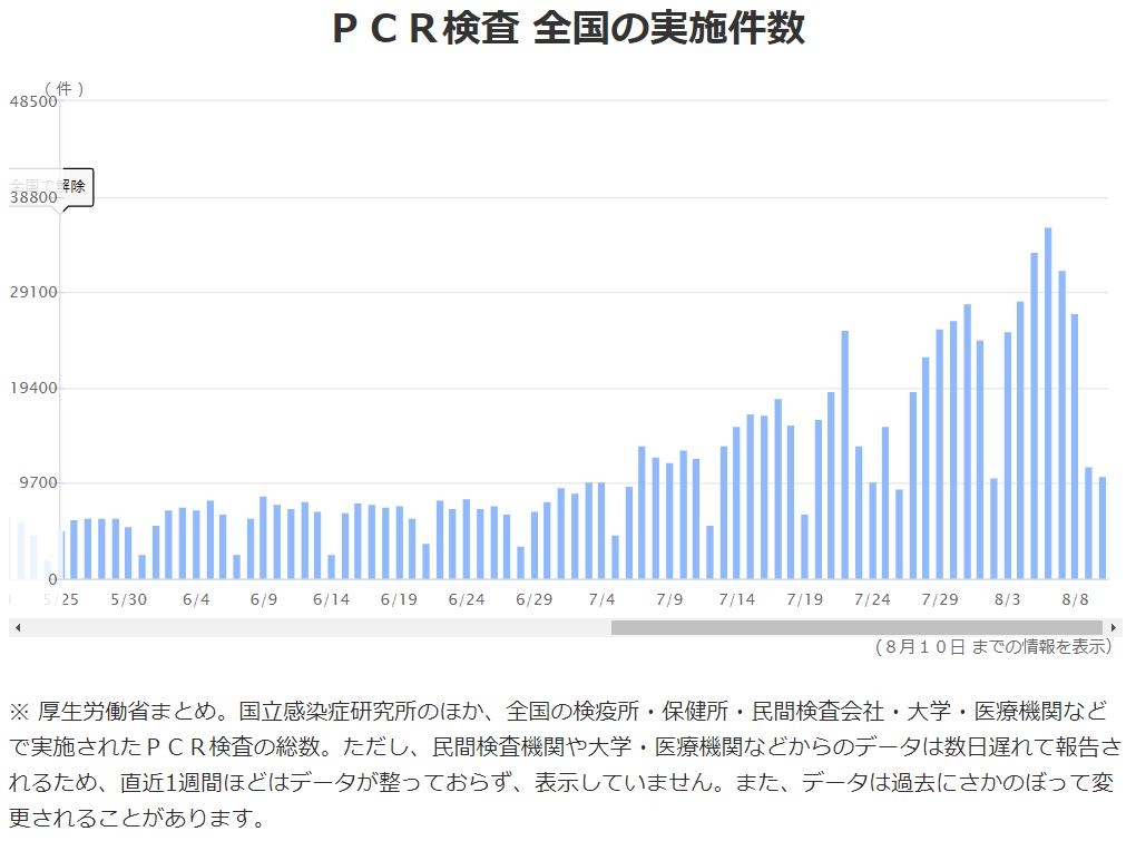 일본 하루 PCR 검사 건수