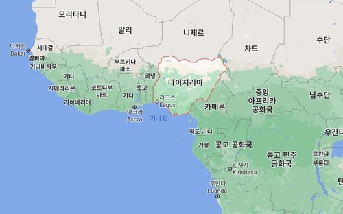 나이지리아가 포함된 아프리카 지도.[구글 캡처.재판매 및 DB 금지]