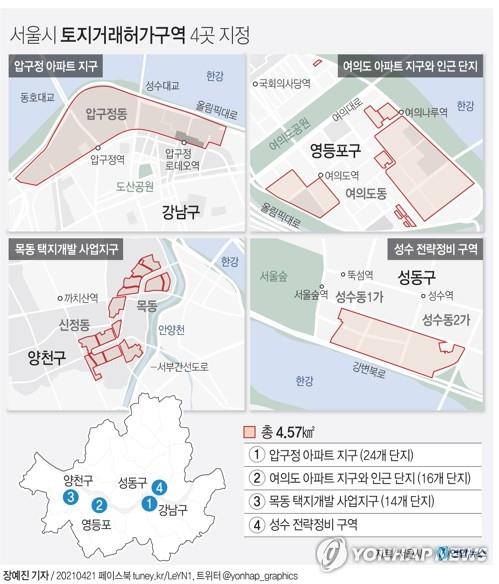 [그래픽] 서울시 토지거래허가구역 4곳 지정