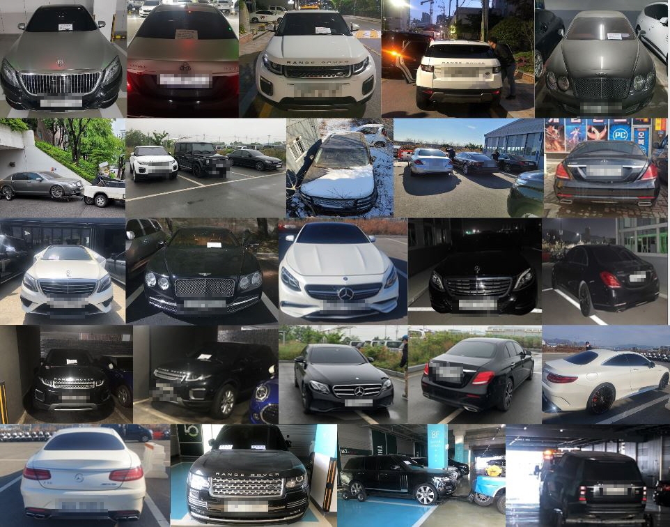 불법 렌터카 사업 투자사기 관련 차량