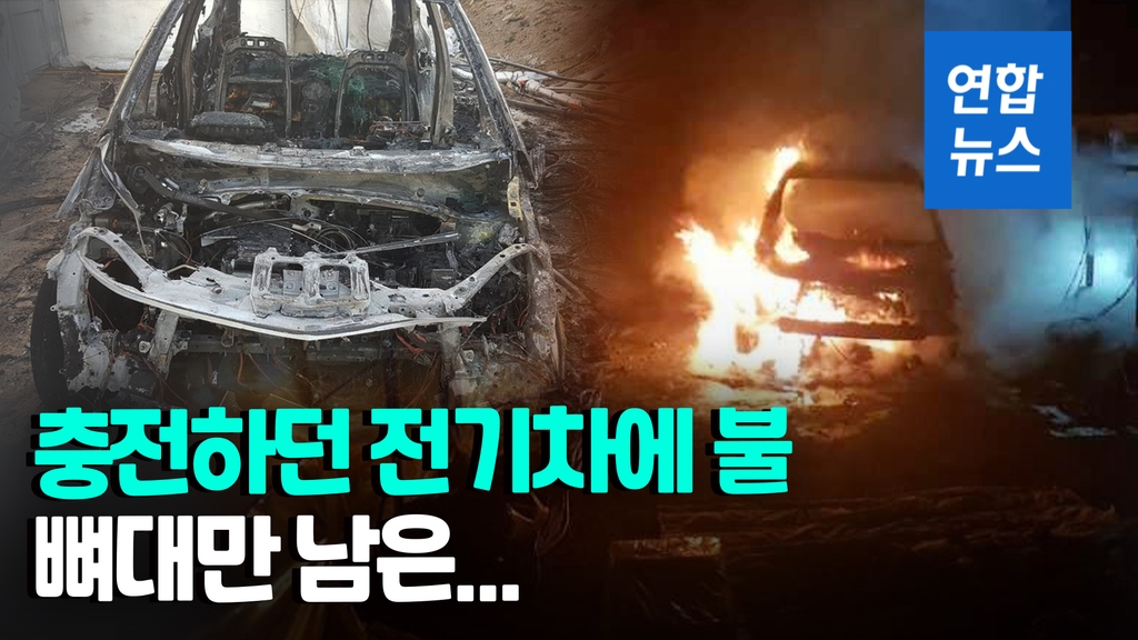 [영상] 충전하던 전기차에 화재…숯덩이 된 차량 - 2