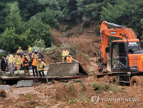 산사태에 파묻힌 주택