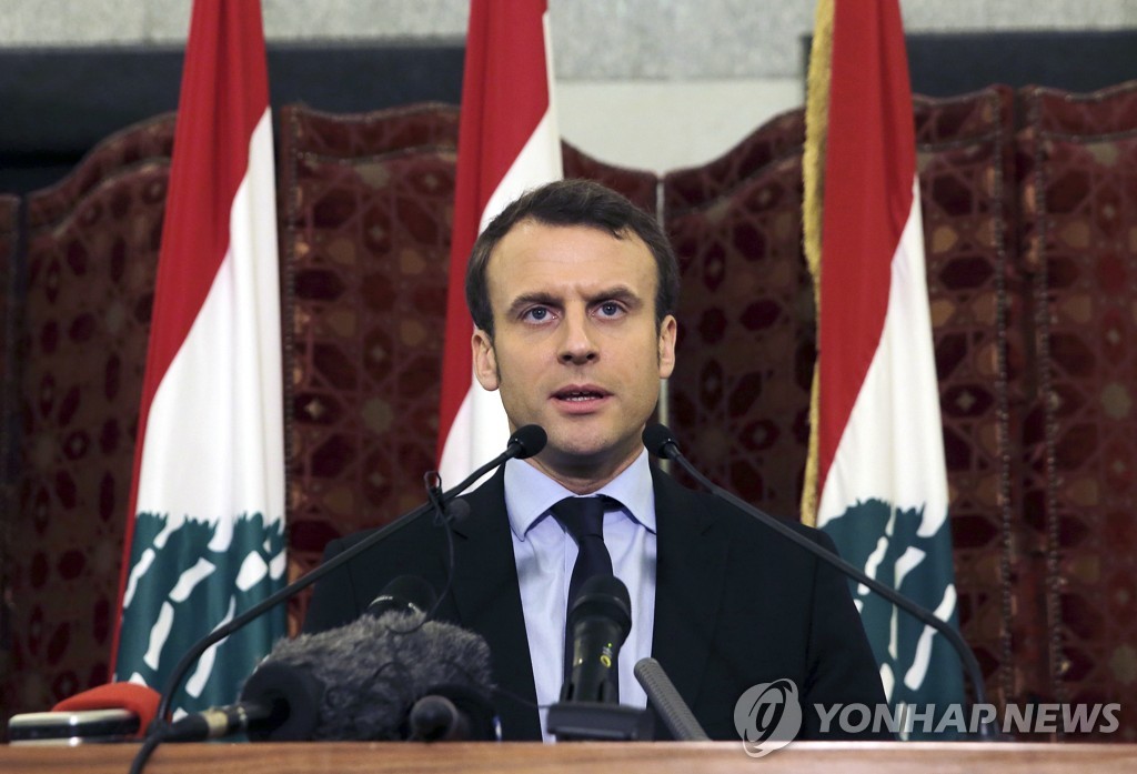 2017년 대선 후보 당시 레바논을 방문한 마크롱 프랑스 대통령. [AP=연합뉴스]