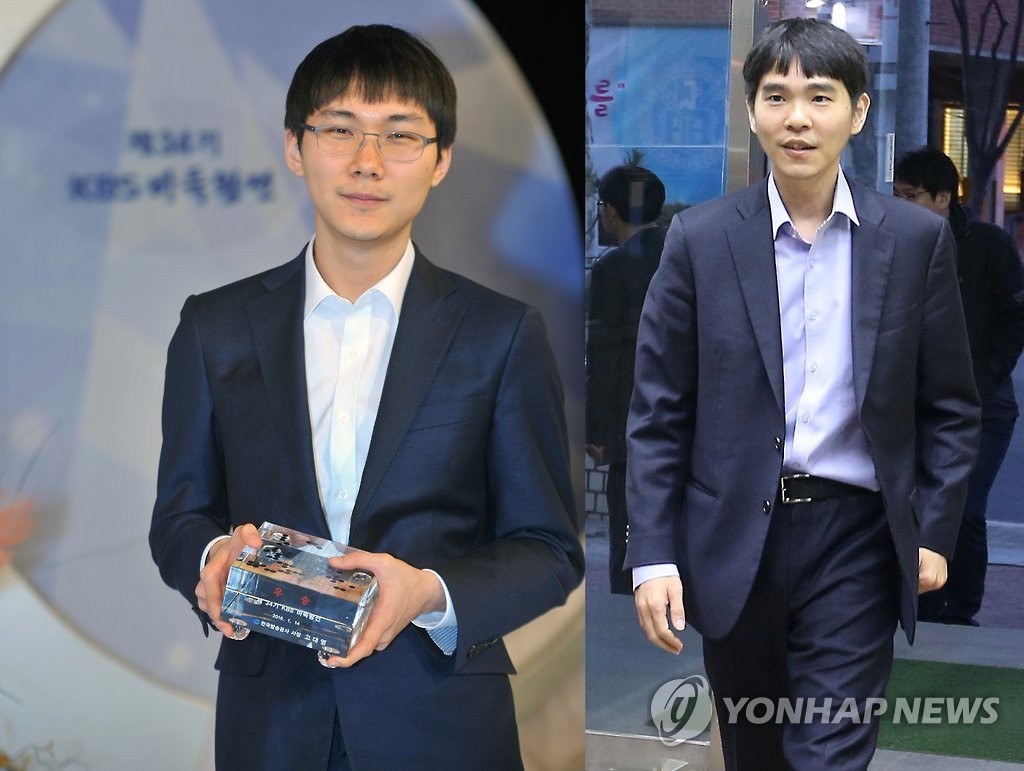 한국 바둑 프로기사 랭킹 1위 박정환(왼쪽), 2위 이세돌(오른쪽)