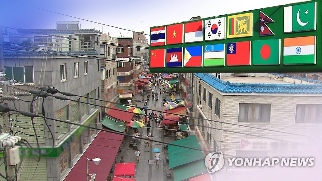 韓国に住む外国人は年々増加している＝（聯合ニュースＴＶ）