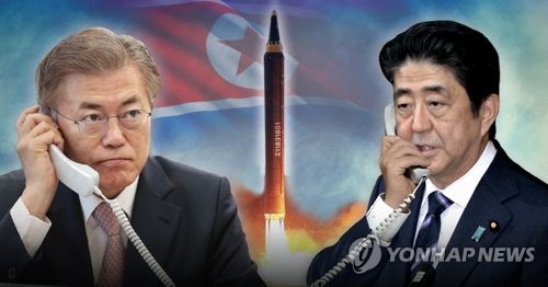 문 대통령-일본 아베, '북한 미사일' 전화통화 (PG)