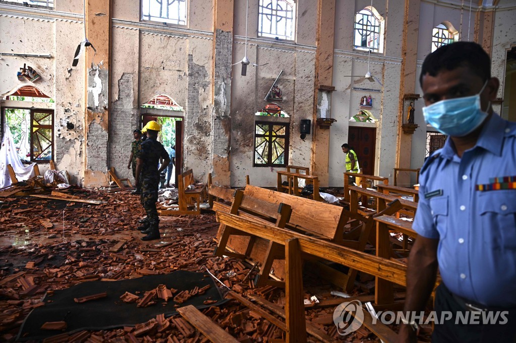 21일 폭탄 테러가 발생한 스리랑카 교회 내부