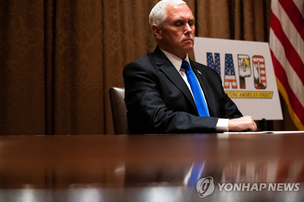 지난해 7월 마이크 펜스 미국 부통령이 백악관 각료회의실에서 진행된 회의에 참석한 모습.