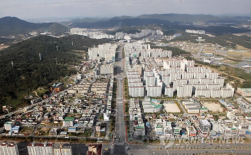 하늘에서 내려다본 대전 유성구 노은지구