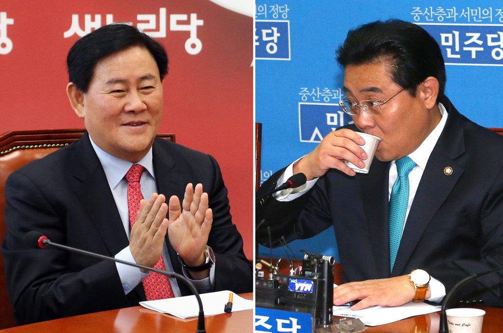 재보선 후 양당 원내대표 표정