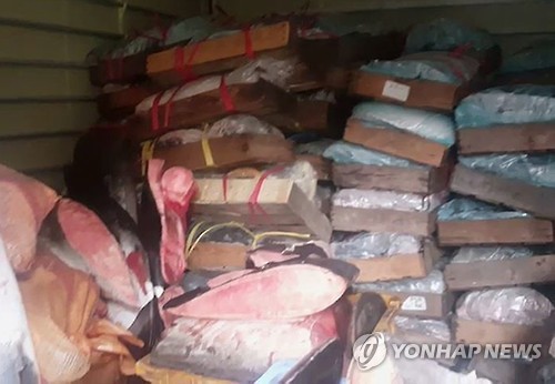 지난해 울산경찰이 압수한 밍크고래 고기