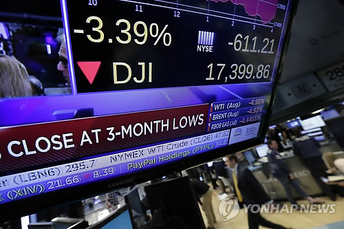 뉴욕증시, 브렉시트 충격에 3.39% 하락