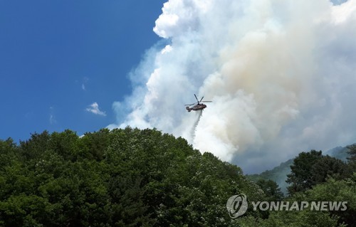 인제 산불 진화하는 헬기