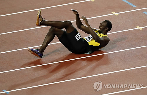 볼트, 마지막 경기 중 쓰러져