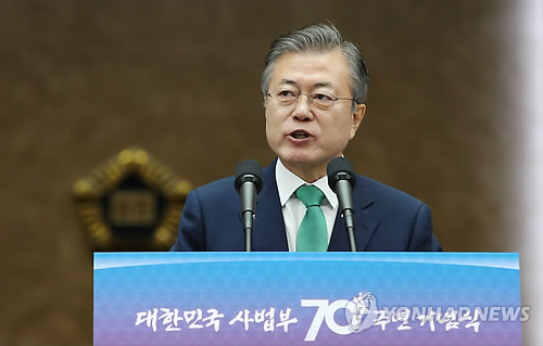 사법부 70주년 축사하는 문 대통령