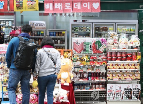진열대 가득 막대과자