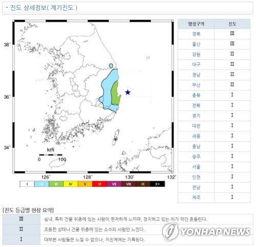 포항 앞바다서 규모 4.1 지진