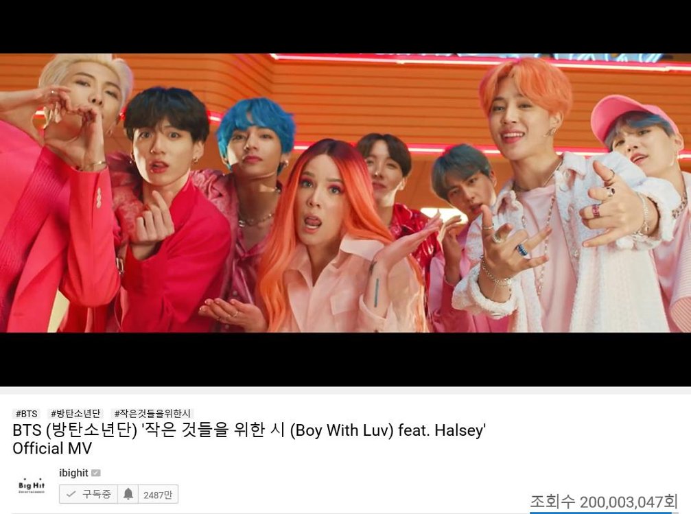 «Boy With Luv», 200 millions de vues «Boy With Luv», 200 millions de vues