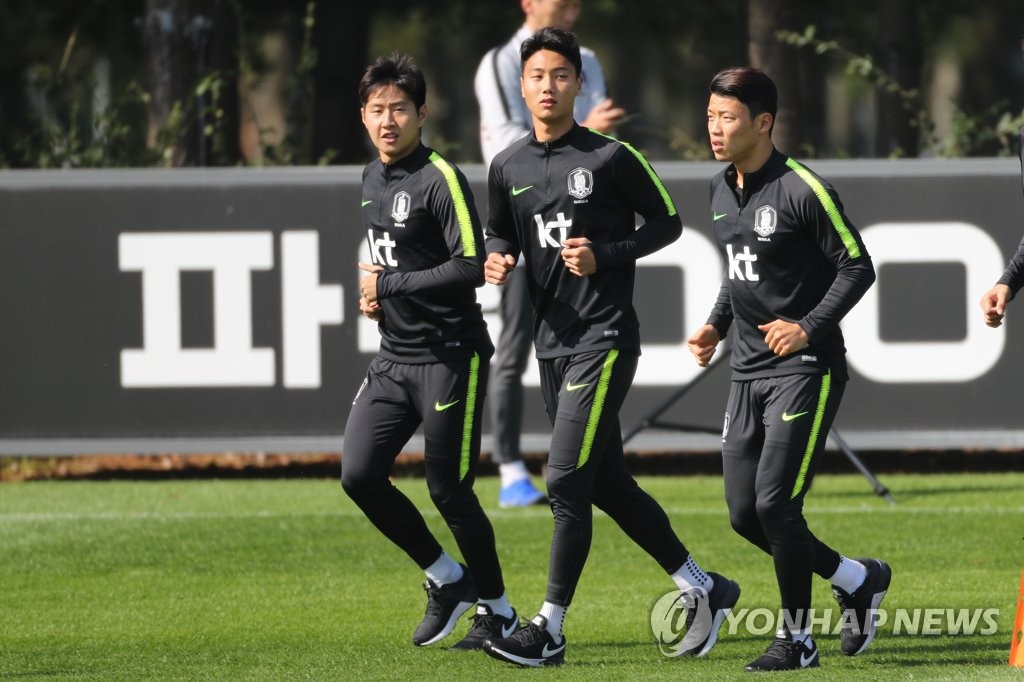 회복훈련하는 축구대표팀 선수들