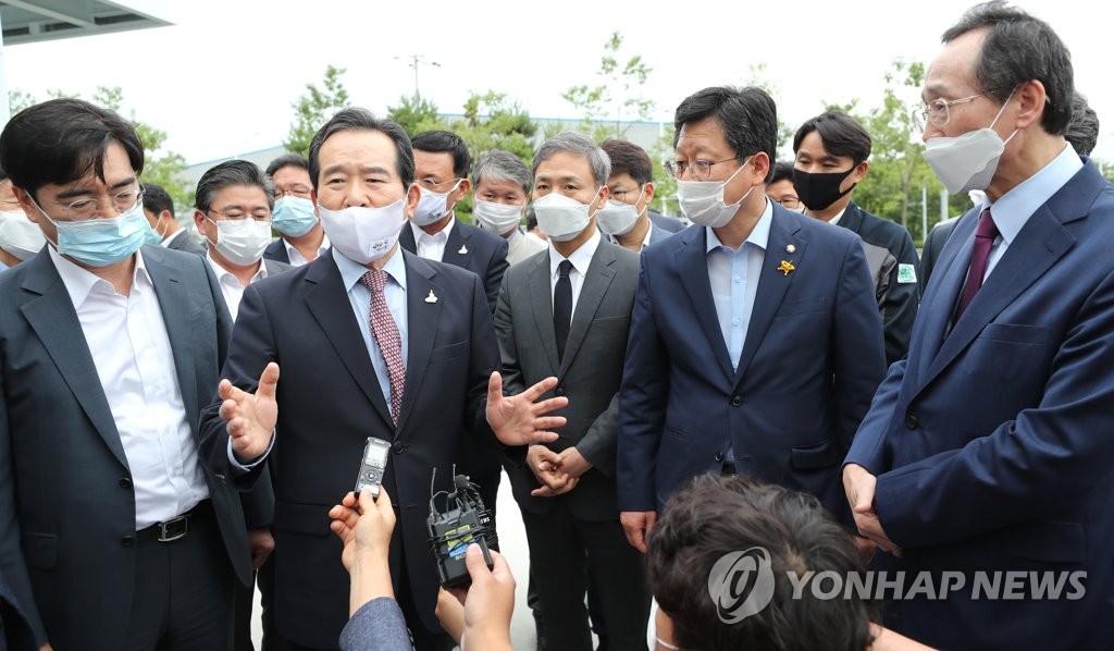 당부의 말 전하는 정세균 총리
