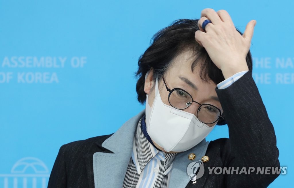 취재진 질문받는 김진애