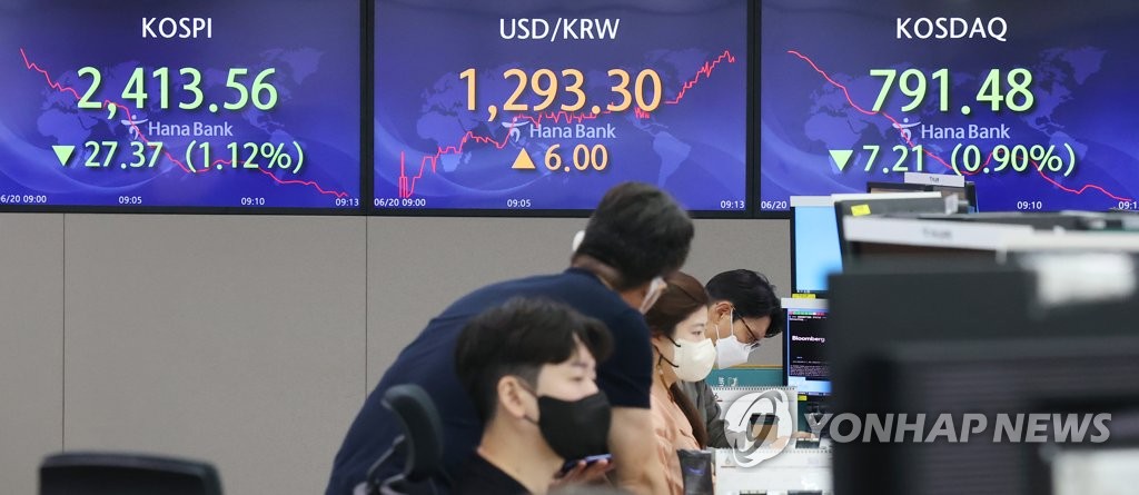 개장 직후 하락 전환한 코스피·코스닥지수, 원/달러 환율은 상승