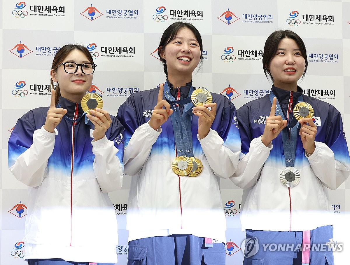 여자 양궁 '우리만 할 수 있는 세리머니'