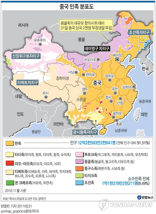 中, 네이멍구 시위에 '만리방화벽' 가동(종합) | 연합뉴스