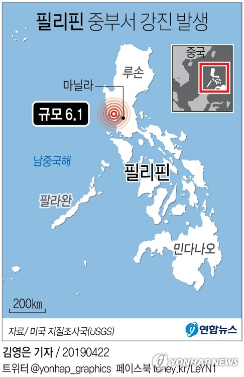 필리핀서 6.1 강진…건물 붕괴로 6명 숨지고 마닐라도 '흔들'(종합) - 1